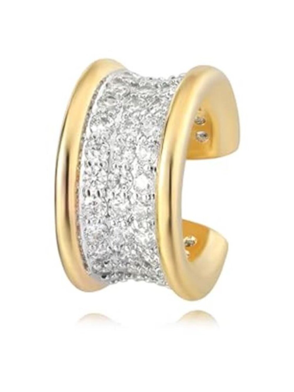 Gold Ear Cuff Earring for Women 14K Gold Plated Cubic Zirconia Non-Pierced Clip